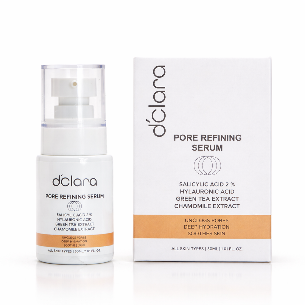 D'CLARA Pore Refining Serum | 2% Salicylic Acid Serum for Acne, Pore Minimizing & Oil Control | Deep Pore Cleansing Treatment for Oily & Acne-Prone Skin | 30ml
