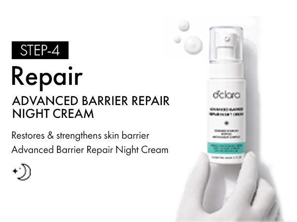 D'CLARA Advanced Barrier Repair Night Cream | Ceramides, Peptides & Hyaluronic Acid | 50 Gms