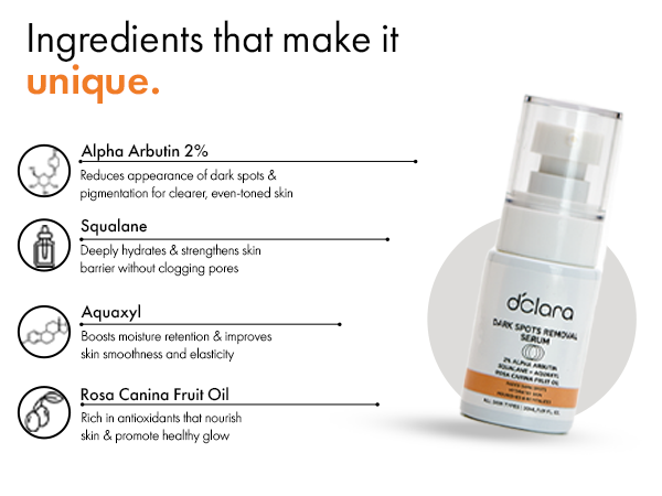 D'CLARA 2% Alpha Arbutin Serum | Dark Spot Corrector & Skin Brightening Serum | 30ml