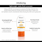 D'CLARA SPF 50+ PA++++ Sunscreen | Broad Spectrum UVA & UVB Protection | With Niacinamide, Hyaluronic Acid & Ferulic Acid | Matte Finish | Zero White Cast | Lightweight Daily Sunscreen | 50g**